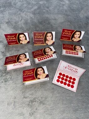 Roop Palak Sticker Kumkum Bindi Dots Red No.4 Anti-Bacterial Adhesive 8 Pack